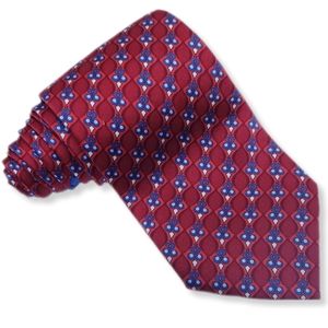 JZ Richards Von Maur Necktie Classic 59" Red Geometric 100% Silk Handmade USA